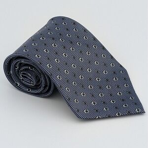 Kissa Men's Blue Geometric Tie Diamond Square Foulard Pattern New York Seoul